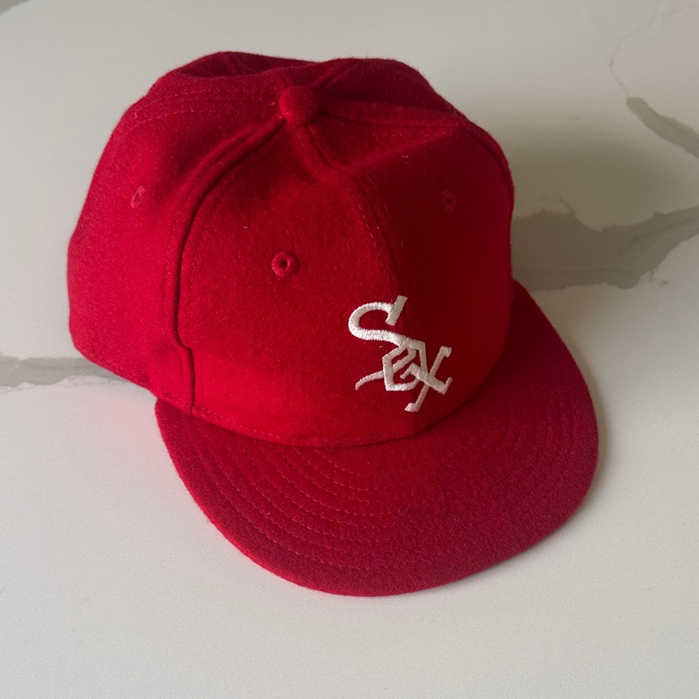 New Era Red Baseball Cap with White Sox Script Emblem